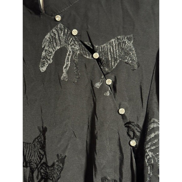 ZARA Black Zebra Print Diamonte Button Thigh Split Midi Dress Size L NWT - Picture 8 of 16